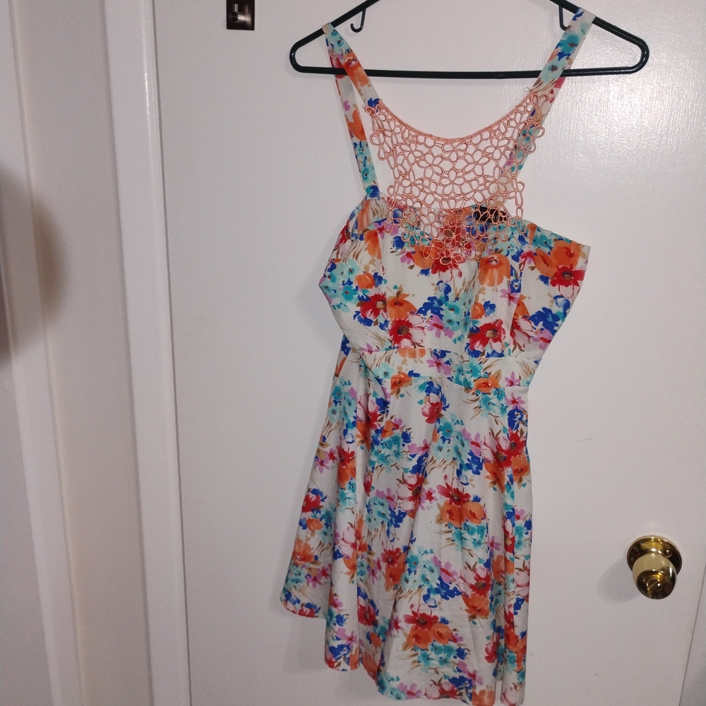 Trac Multicolor Dress with Crochet Detail